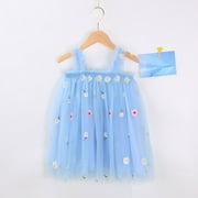 Baby Dress For Girls Party Tulle Layered Beach Casual Birthday Princess Dress Toddler Sleeveless Dresses Kids Beach Summer Pineapple Baby Floral Dresses,12-18 Months D